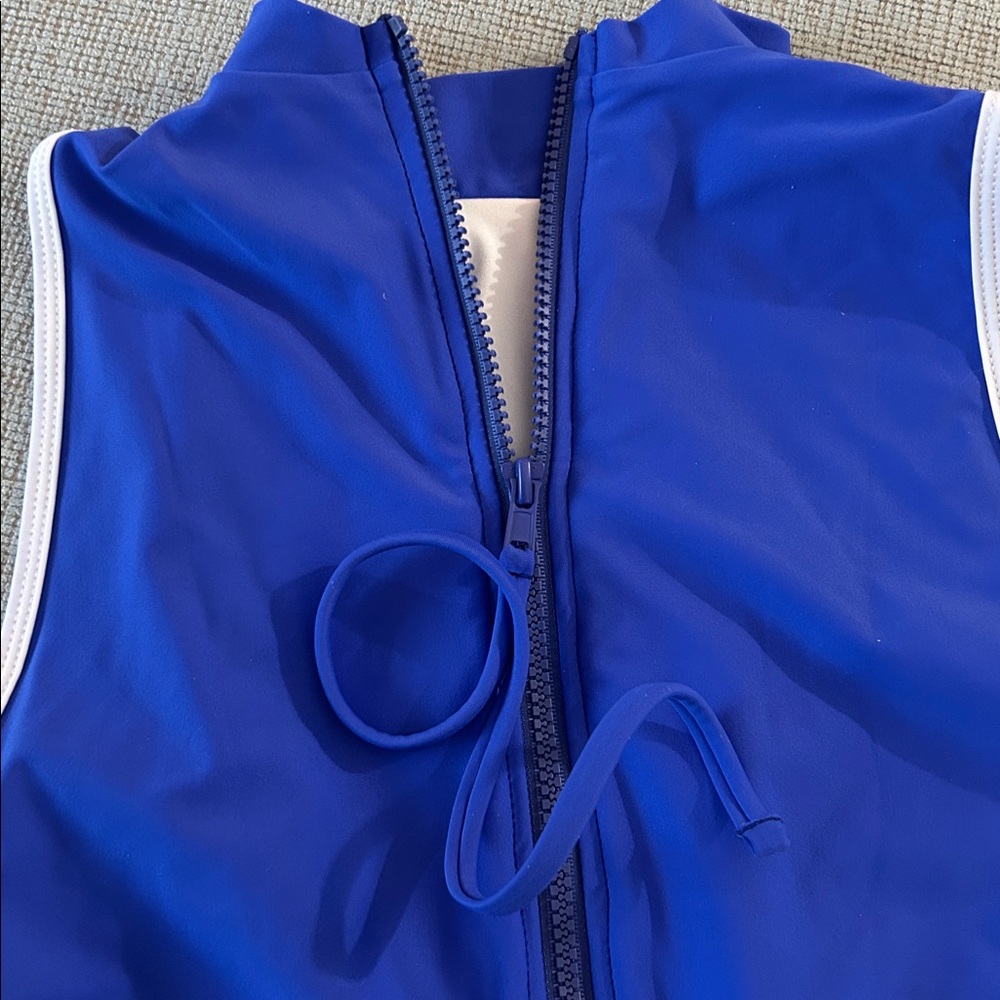 NEW WOT Salt Gypsy Jade bright blue white trim high neck surf swimsuit - Picture 10 of 12